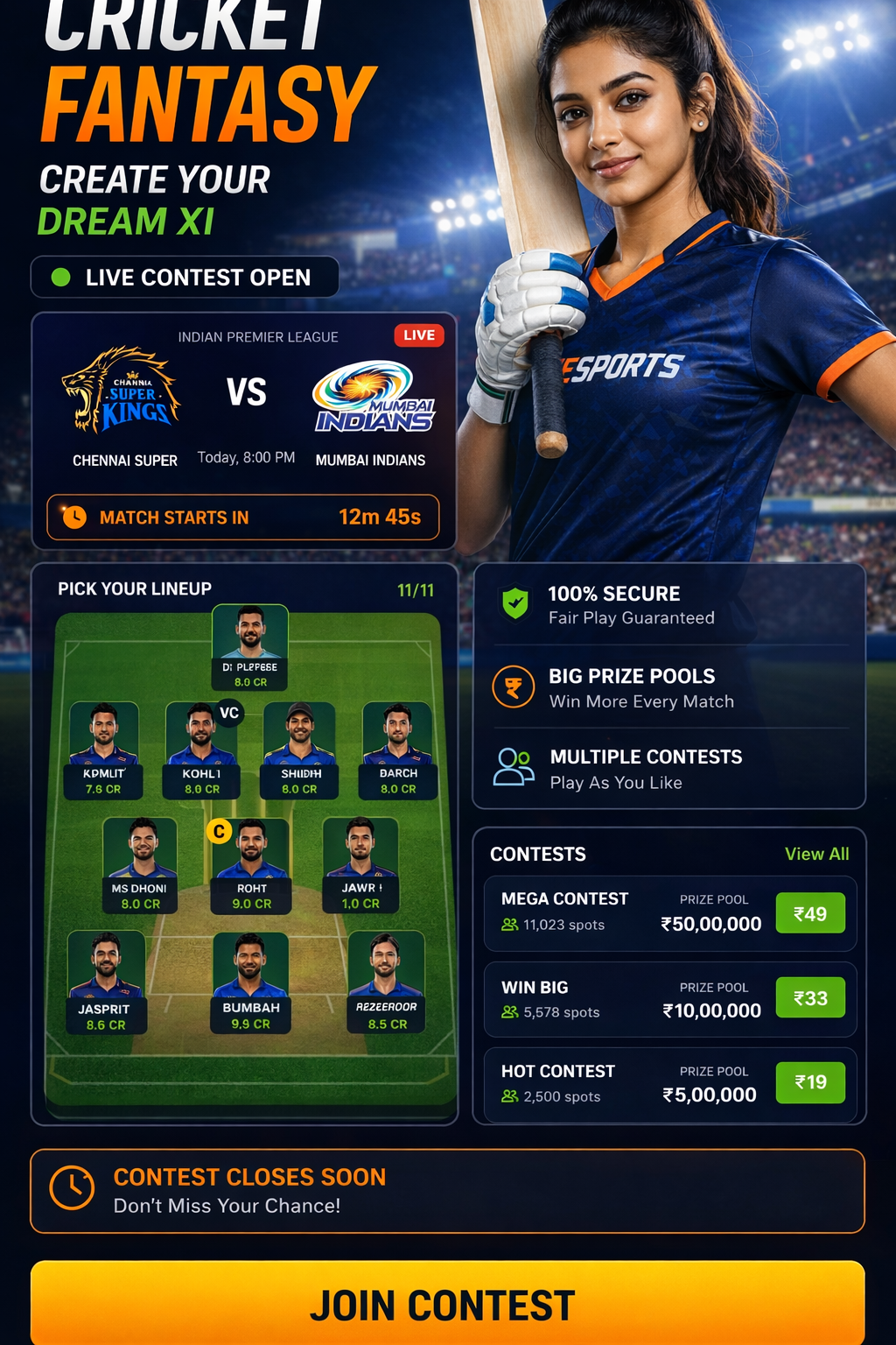 Cric Fantasy APK cricket matchday visual